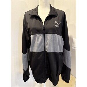 Puma T7 Track Jacket Full Zip Black Gray Size Large
